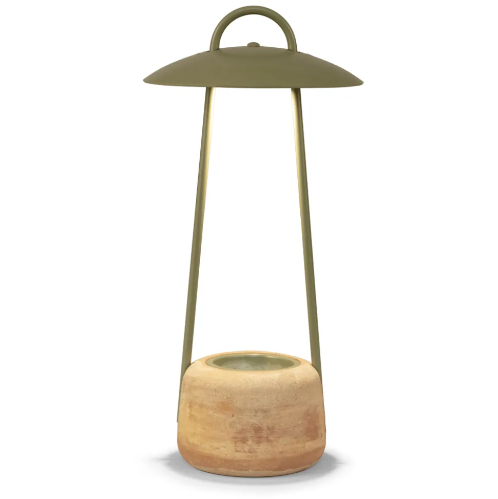 Lampada da Esterno con Fioriera in Argilla, Alluminio e Ottone - Cappello