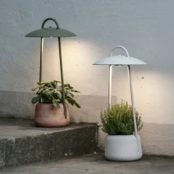 Lampada da Esterno con Fioriera in Argilla, Alluminio e Ottone - Cappello