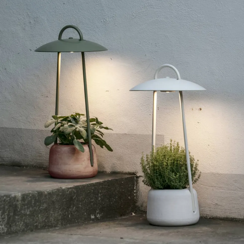 Lampada da Esterno con Fioriera in Argilla, Alluminio e Ottone - Cappello