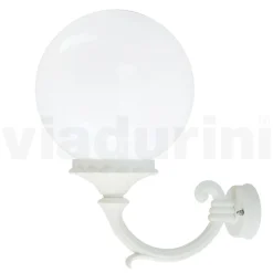 Lampada da Esterno in Alluminio Bianco con Sfera in Acrilico Opale - Trovabianco