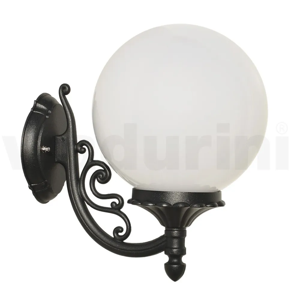Lampada da Esterno in Alluminio con Sfera in Acrilico Opale - Trovaantracite