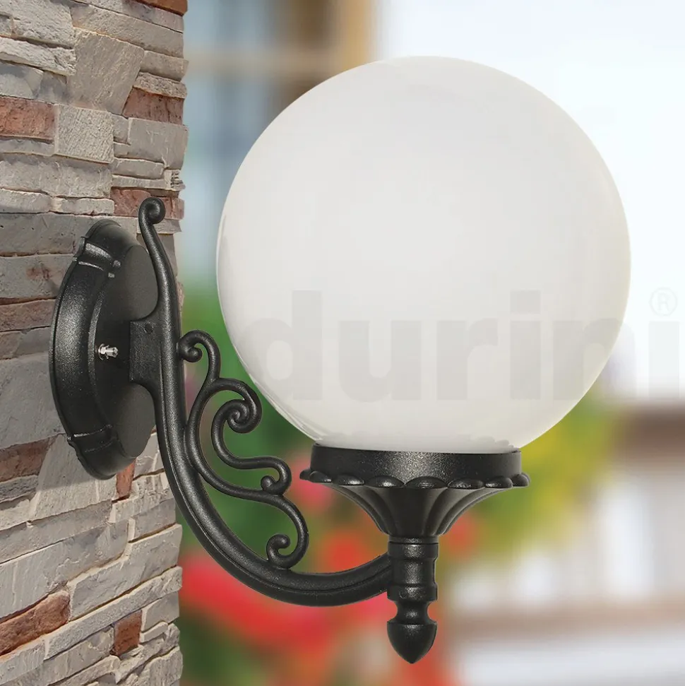 Lampada da Esterno in Alluminio con Sfera in Acrilico Opale - Trovaantracite