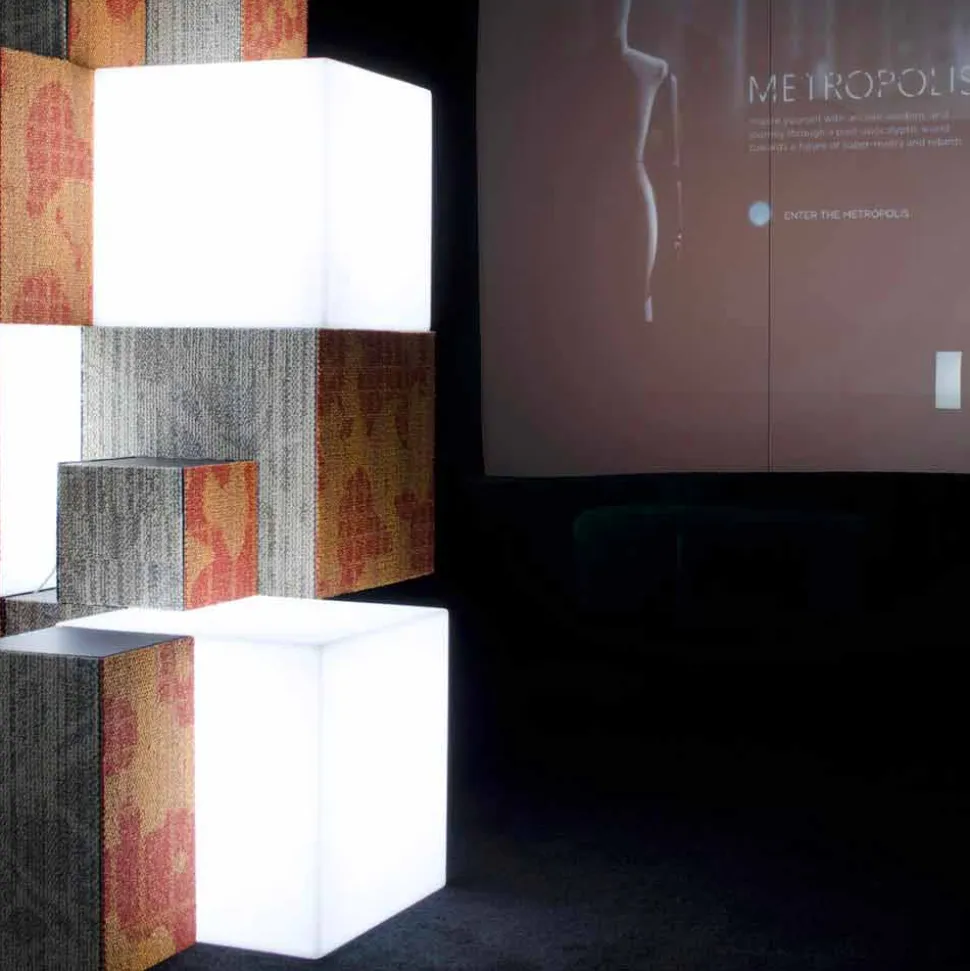 Lampada da esterno moderna di design Slide Cube, prodotta in Italia
