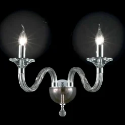 Lampada da parete a due luci in vetro e cristallo Ivy, made in Italy