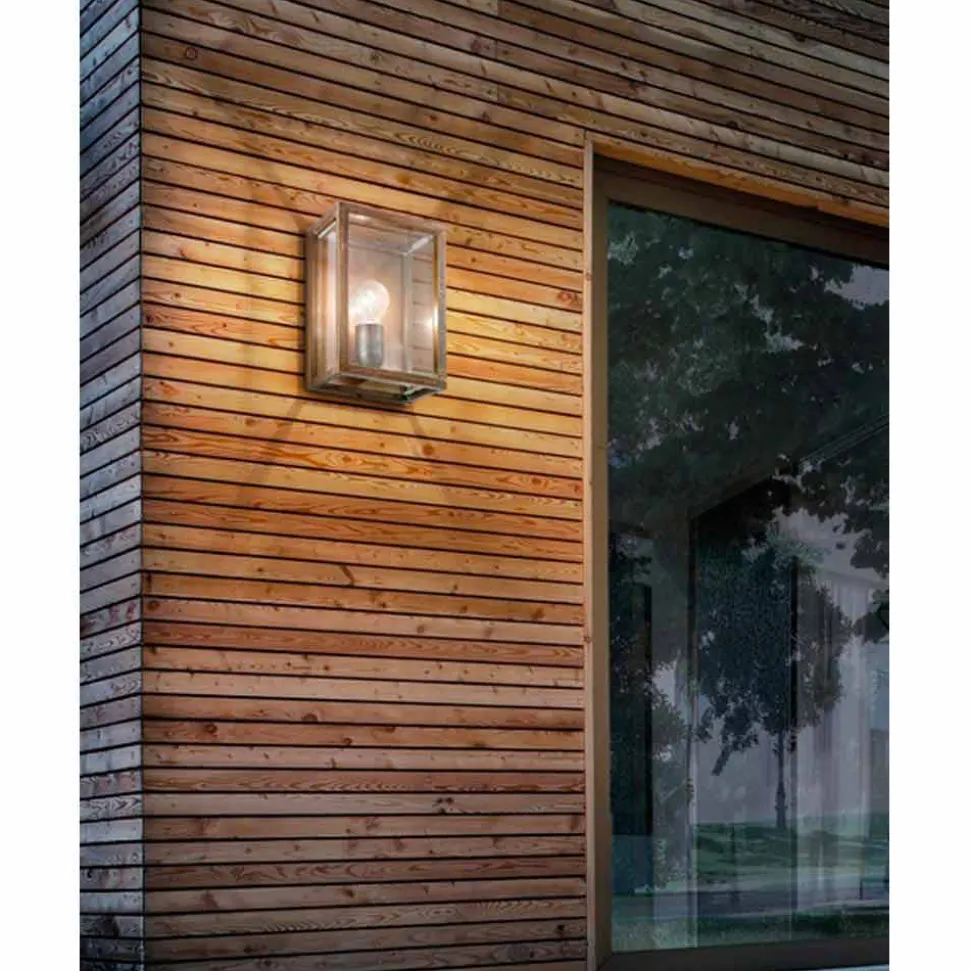 Lampada da parete grande in ottone e vetro Quadro Il Fanale, made in Italy