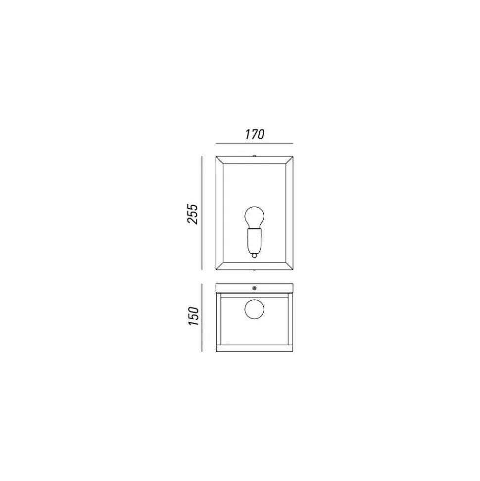 Lampada da parete grande in ottone e vetro Quadro Il Fanale, made in Italy