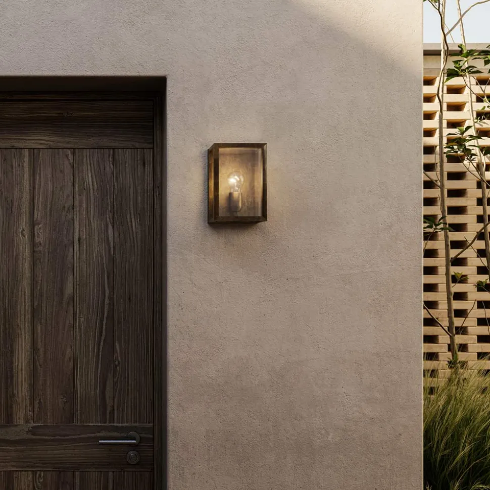 Lampada da parete grande in ottone e vetro Quadro Il Fanale, made in Italy