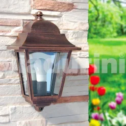 Lampada da parete per esterno in alluminio fatta in Italia, Aquilina