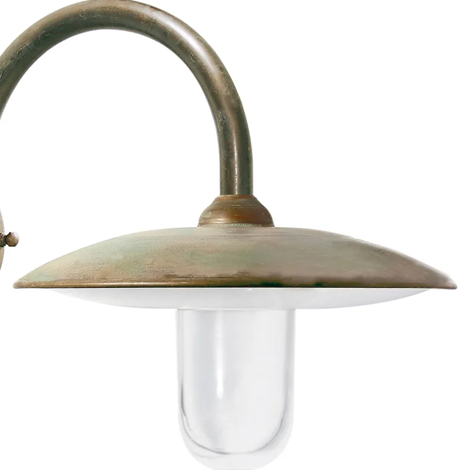 Lampada da Parete per Esterno in Ottone Vintage e Vetro Trasparente - Drago
