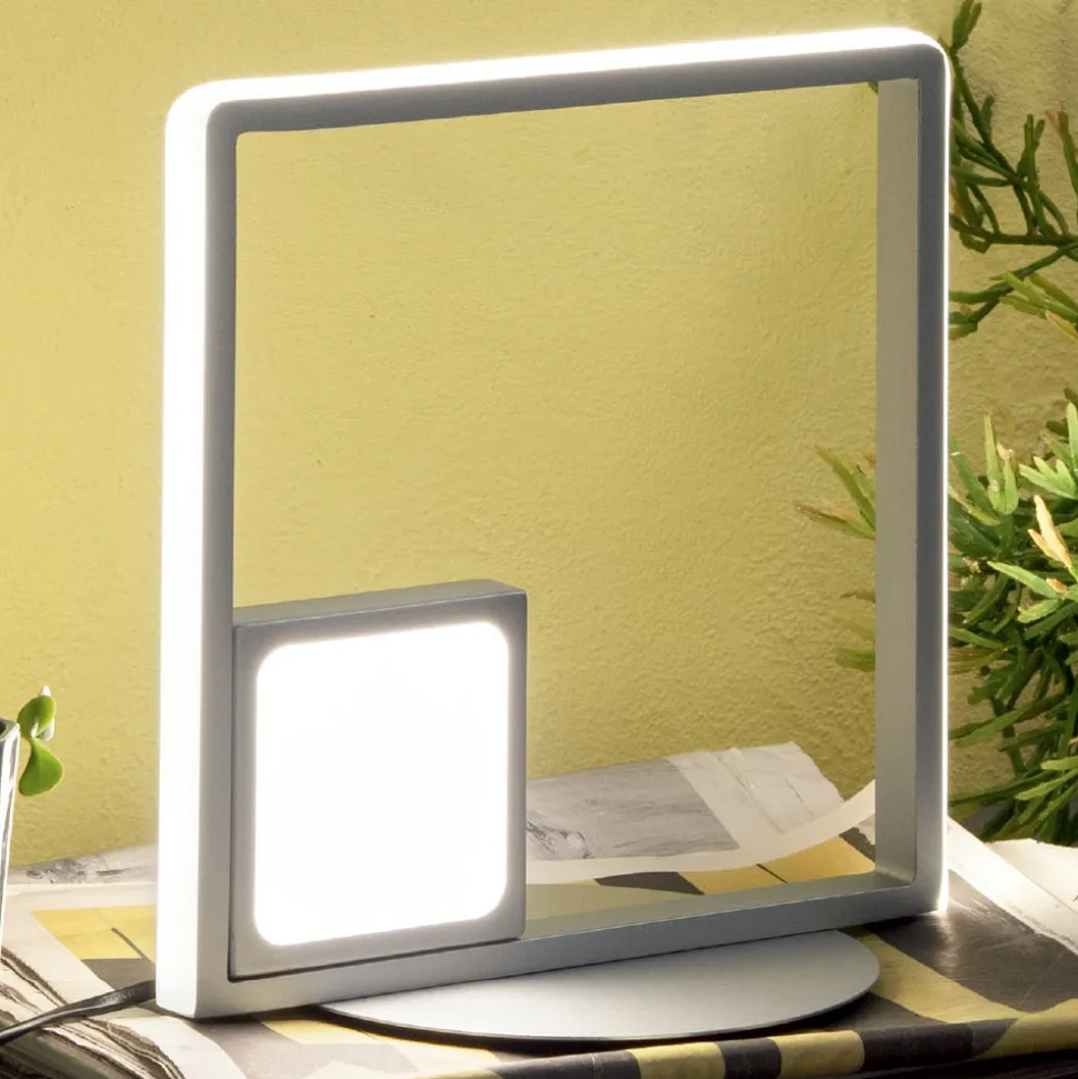 Lampada da Tavolo a LED in Metallo Verniciato Argento Moderna - Formale