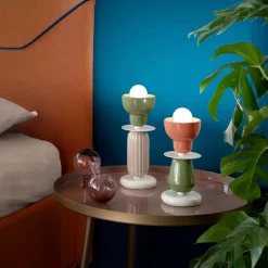 Lampada da Tavolo Alta in Ceramica di 2 Colori Made in Italy - Berimbau