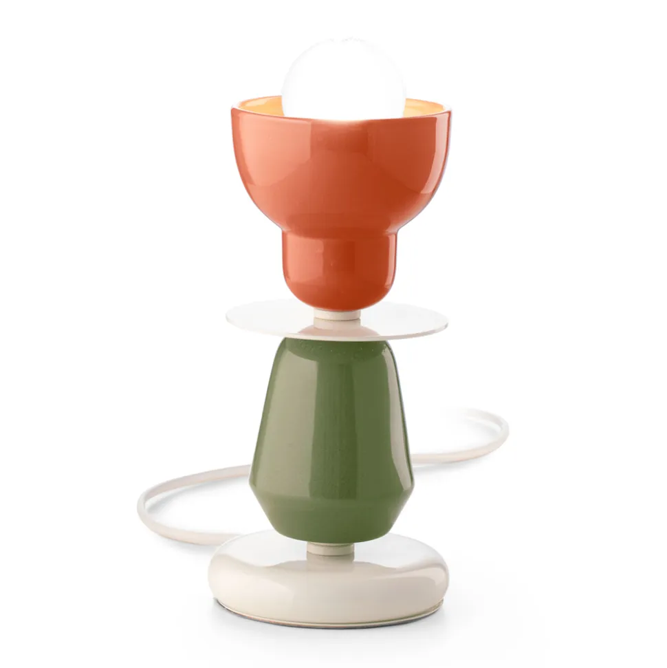 Lampada da Tavolo Bassa in Ceramica di 2 Colori Made in Italy - Berimbau