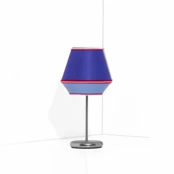 Lampada da Tavolo Blu con Struttura in Metallo Cromato Made in Italy - Soya