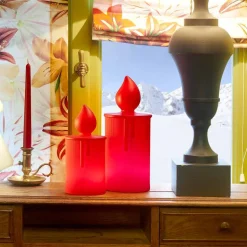 Lampada da Tavolo Candela Luminosa Bianca o Rossa Design di Slide - Fiammetta