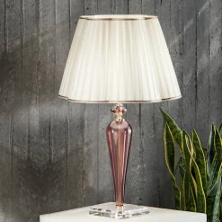 Lampada da Tavolo Classica Fatta a Mano in Vetro e Cristallo - Mariangela