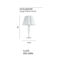 Lampada da Tavolo Classica Fatta a Mano in Vetro e Cristallo - Mariangela