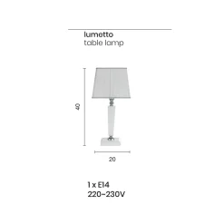 Lampada da Tavolo Classica in Vetro a Mano Italiano e Paralume - Malesia