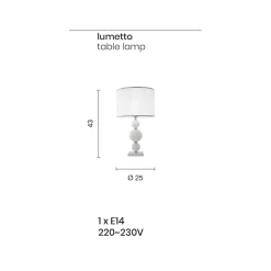 Lampada da Tavolo Classica in Vetro Artigianale Italiano e Metallo - Memore