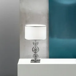 Lampada da Tavolo Classica in Vetro Artigianale Italiano e Metallo - Memore