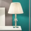 Lampada da Tavolo Classica in Metallo Oro, Cristallo e Paralume - Similo