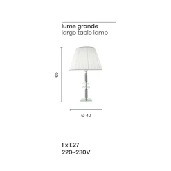 Lampada da Tavolo Classica in Metallo Oro, Cristallo e Paralume - Similo