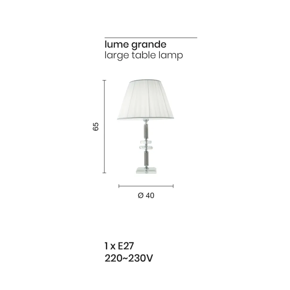 Lampada da Tavolo Classica in Metallo Oro, Cristallo e Paralume - Similo