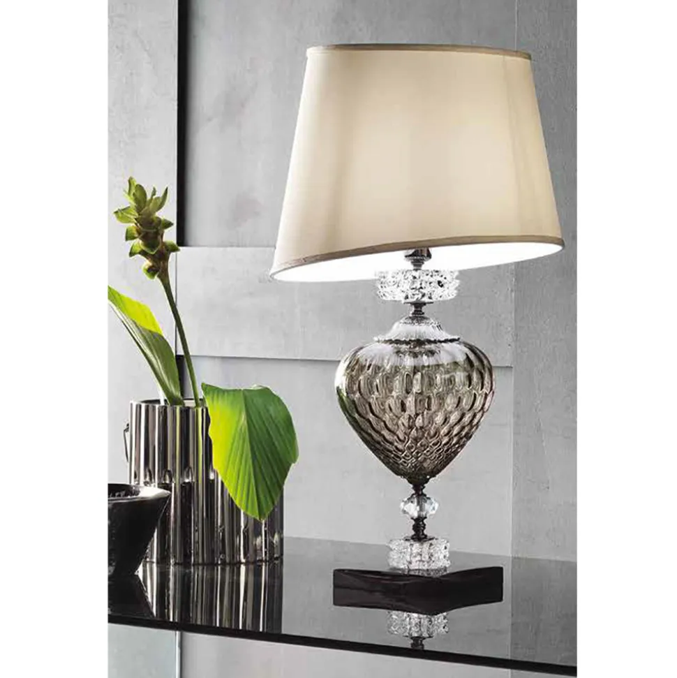 Lampada da Tavolo Classica Vetro Artigianale Italiano e Paralume - Saline