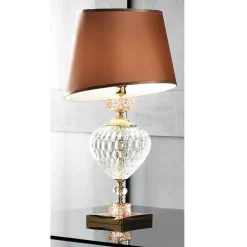 Lampada da Tavolo Classica Vetro Artigianale Italiano e Paralume - Saline