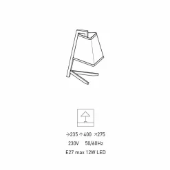 Lampada da Tavolo con Struttura in Metallo e Tessuto Made in Italy - Barton