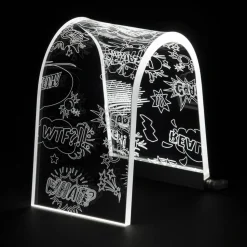 Lampada da Tavolo Cristallo Acrilico Trasparente e Decoro Inciso - Bertella