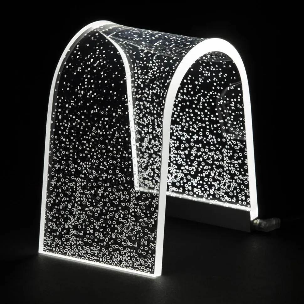 Lampada da Tavolo Cristallo Acrilico Trasparente e Decoro Inciso - Bertella