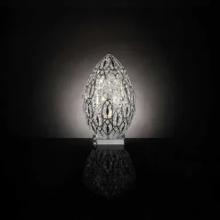 Lampada da tavolo design in cristallo e acciaio forma di uovo Egg