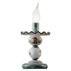 Lampada da Tavolo in Ceramica Decorata a Mano e Ottone Anticato - Sanremo