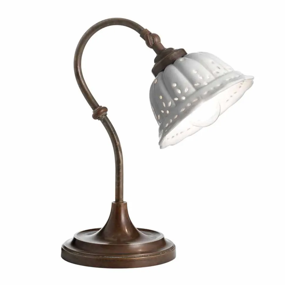 Lampada da tavolo in ceramica stile liberty Anita Il Fanale, made in Italy