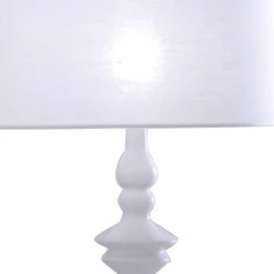 Lampada da Tavolo in Ceramica Bianca e Paralume in Lino 2 Dimensioni - Cadabra