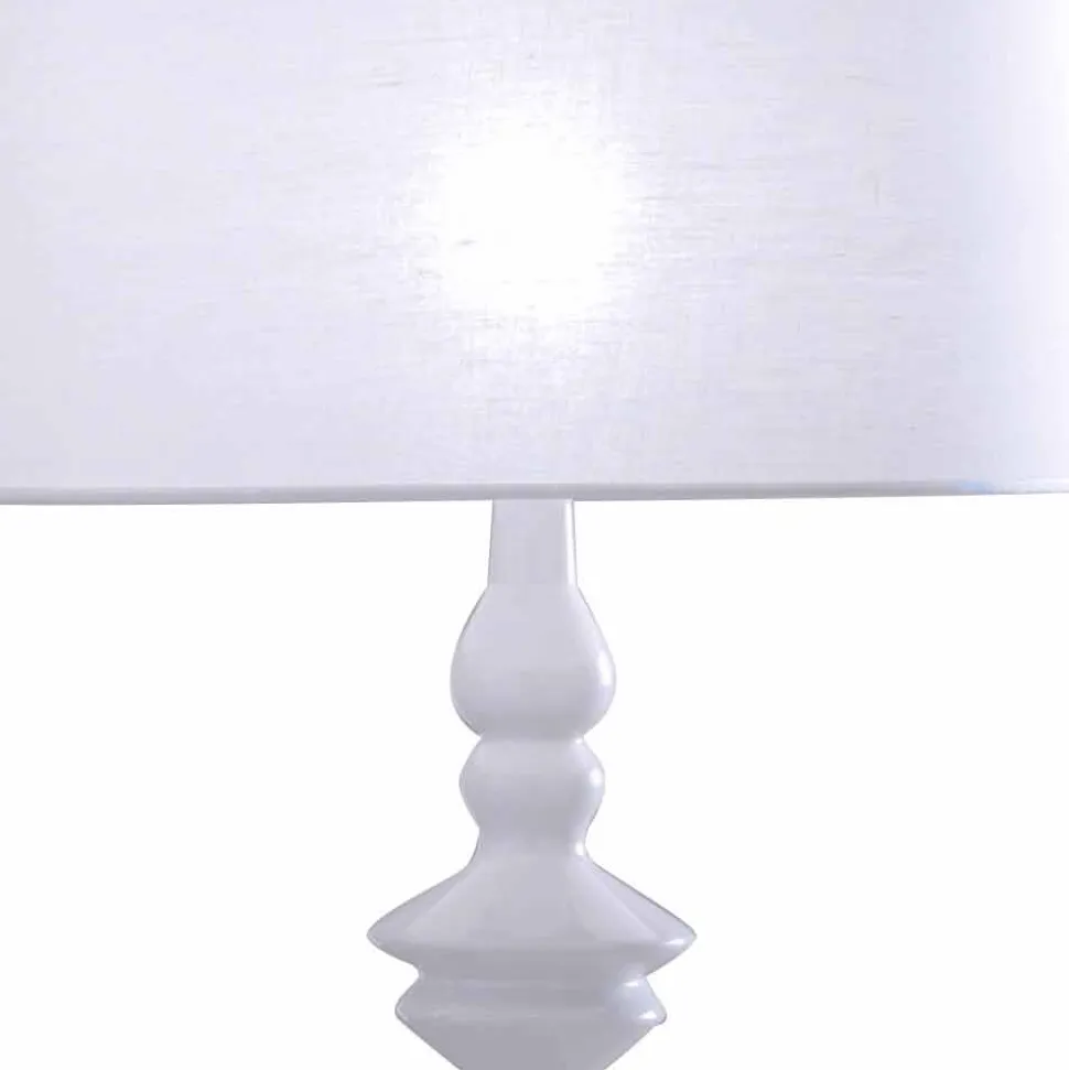 Lampada da Tavolo in Ceramica Bianca e Paralume in Lino 2 Dimensioni - Cadabra
