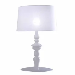 Lampada da Tavolo in Ceramica Bianca e Paralume in Lino 2 Dimensioni - Cadabra