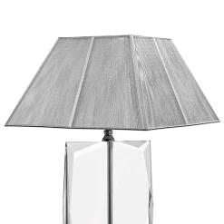Lampada da Tavolo in Cristallo e Paralume Quadrato Argento di Lusso - Clezia