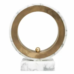 Lampada da Tavolo in Marmo Bianco Carrara e Ottone Made in Italy Lusso - Nazife