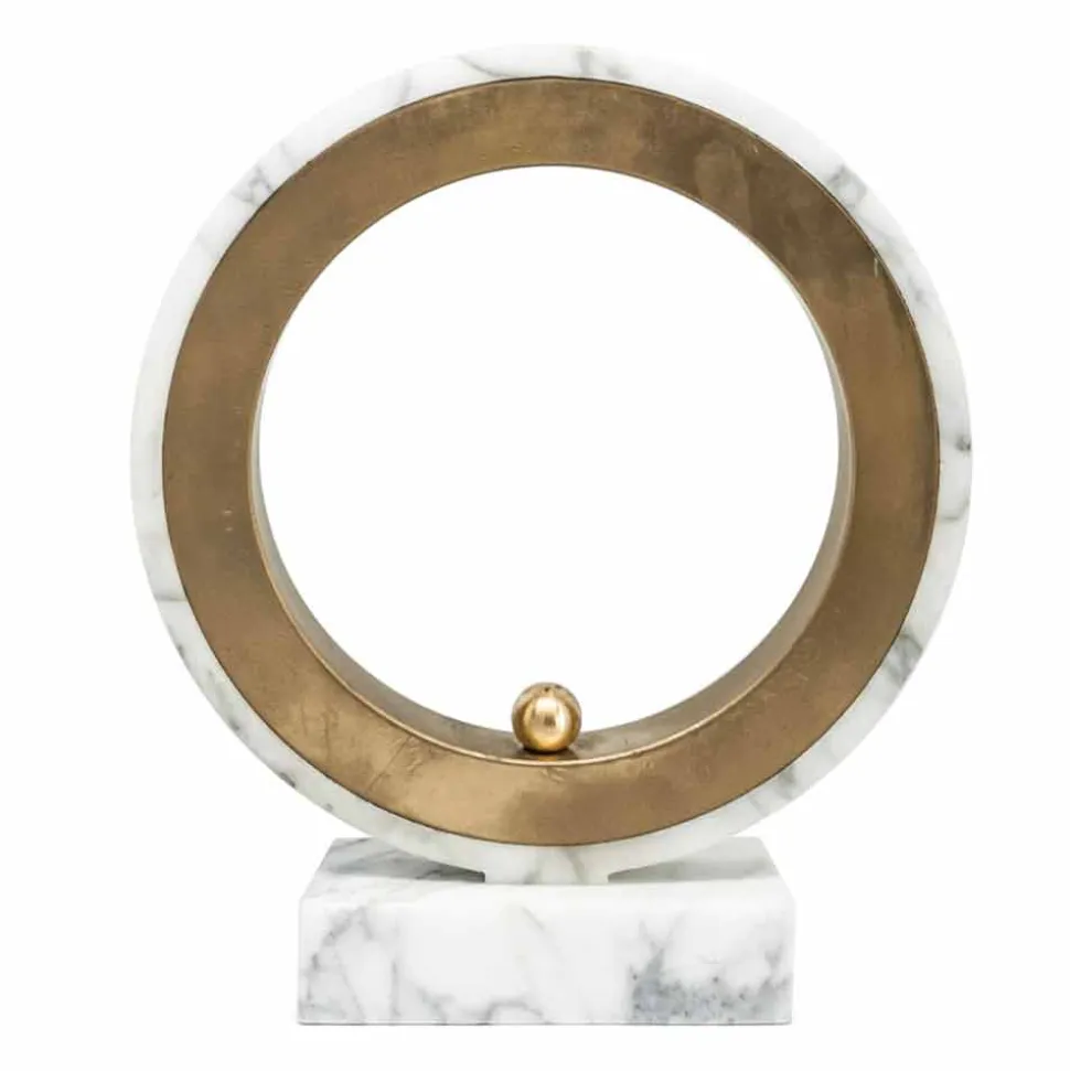 Lampada da Tavolo in Marmo Bianco Carrara e Ottone Made in Italy Lusso - Nazife