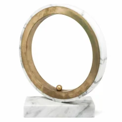 Lampada da Tavolo in Marmo Bianco Carrara e Ottone Made in Italy Lusso - Nazife