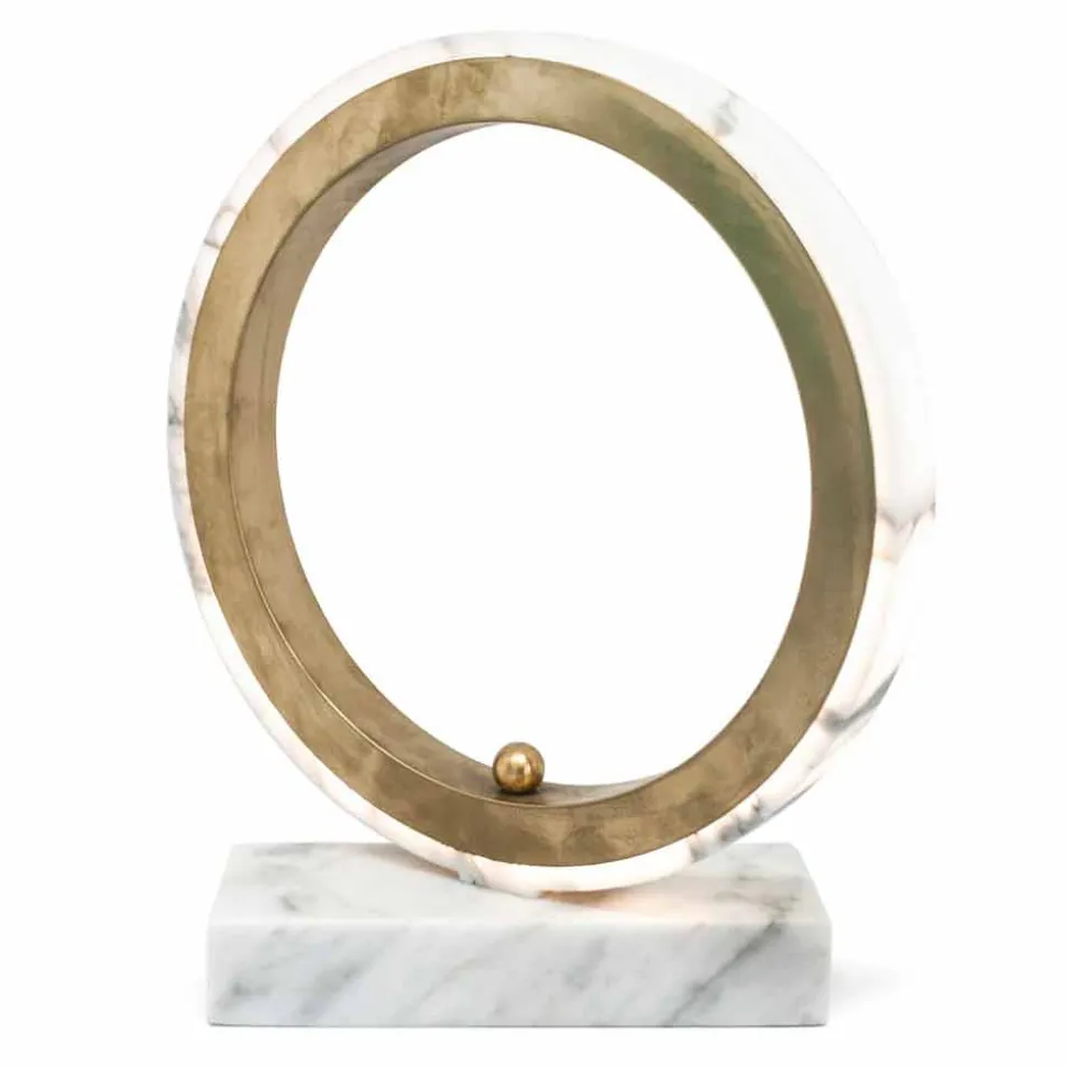 Lampada da Tavolo in Marmo Bianco Carrara e Ottone Made in Italy Lusso - Nazife