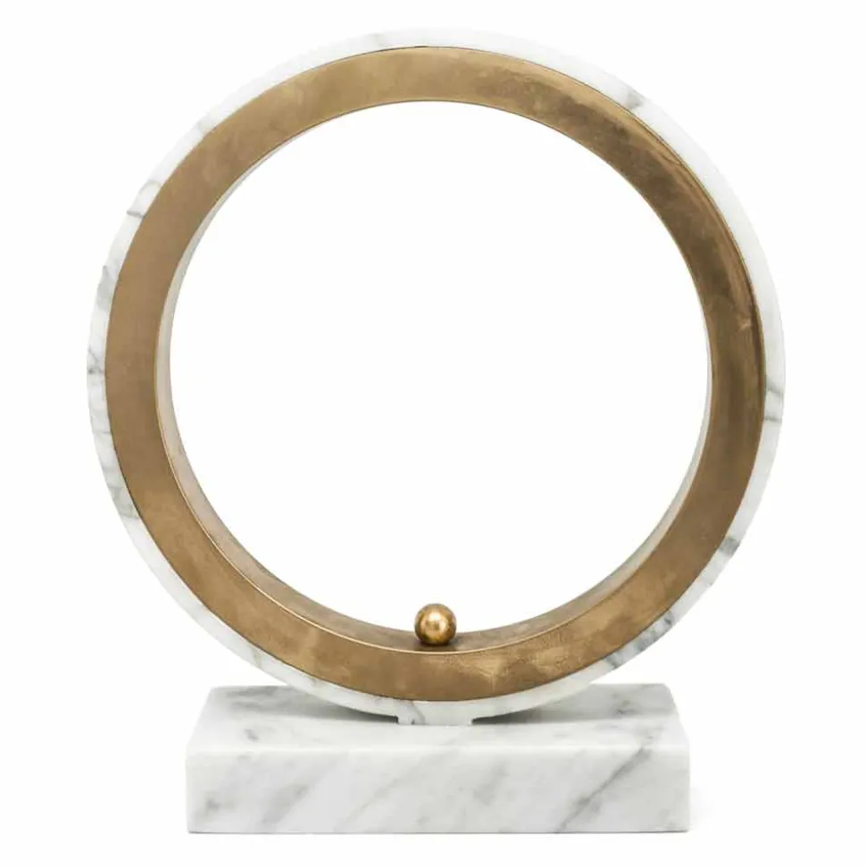 Lampada da Tavolo in Marmo Bianco Carrara e Ottone Made in Italy Lusso - Nazife