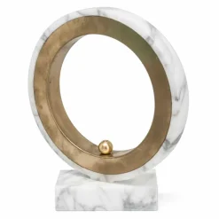 Lampada da Tavolo in Marmo Bianco Carrara e Ottone Made in Italy Lusso - Nazife