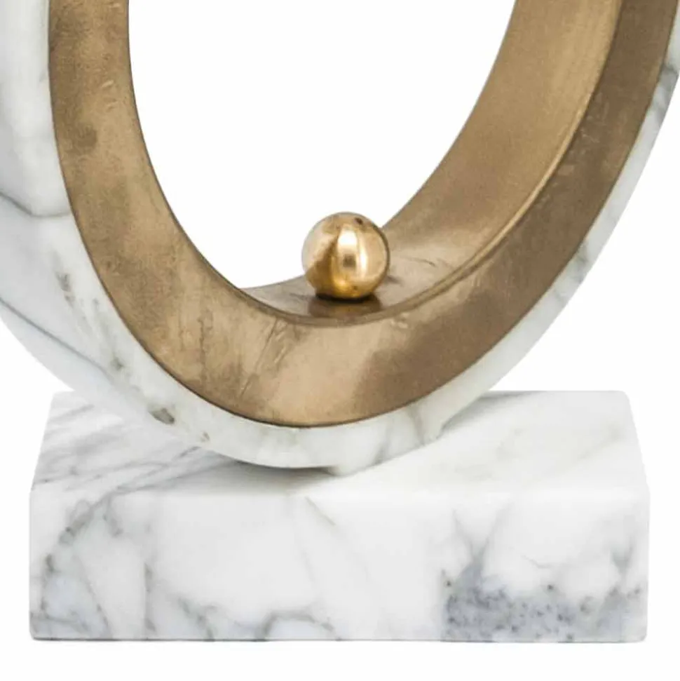 Lampada da Tavolo in Marmo Bianco Carrara e Ottone Made in Italy Lusso - Nazife
