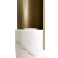Lampada da Tavolo in Marmo Paonazzo e Metallo Made in Italy - Azumane