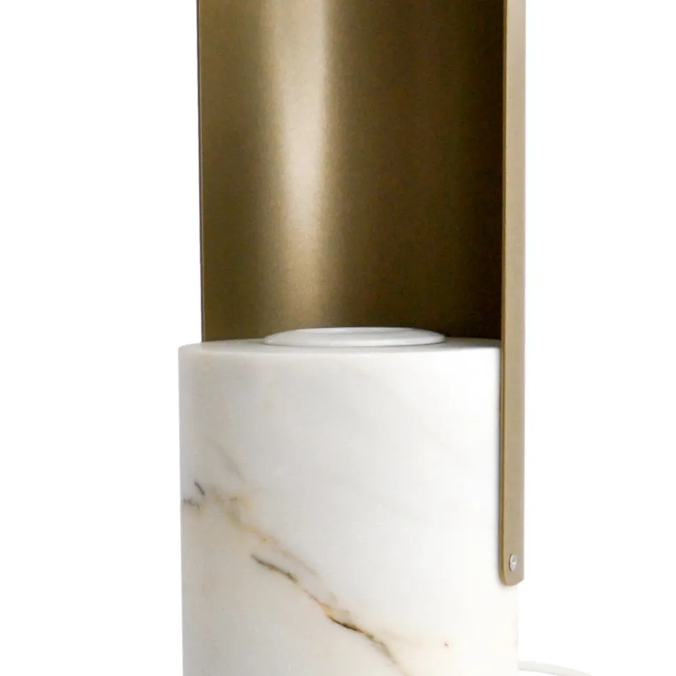 Lampada da Tavolo in Marmo Paonazzo e Metallo Made in Italy - Azumane
