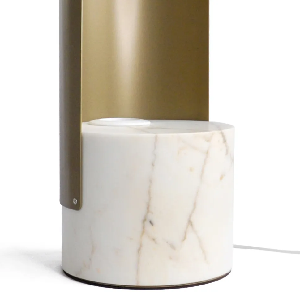 Lampada da Tavolo in Marmo Paonazzo e Metallo Made in Italy - Azumane