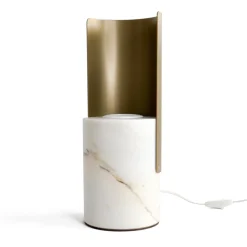 Lampada da Tavolo in Marmo Paonazzo e Metallo Made in Italy - Azumane