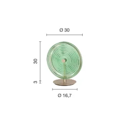 Lampada da Tavolo in Metallo e Vetro Decorato a Righe Concentriche - Bagolaro